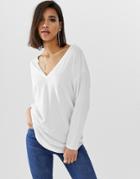 Asos Design Oversized Tunic With V-neck In White