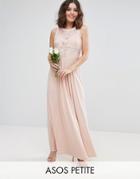 Asos Petite Wedding Lace Top Pleated Maxi Dress - Pink