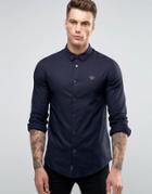 Armani Jeans Shirt In Slim Fit Twill Cotton With Logo - Navy