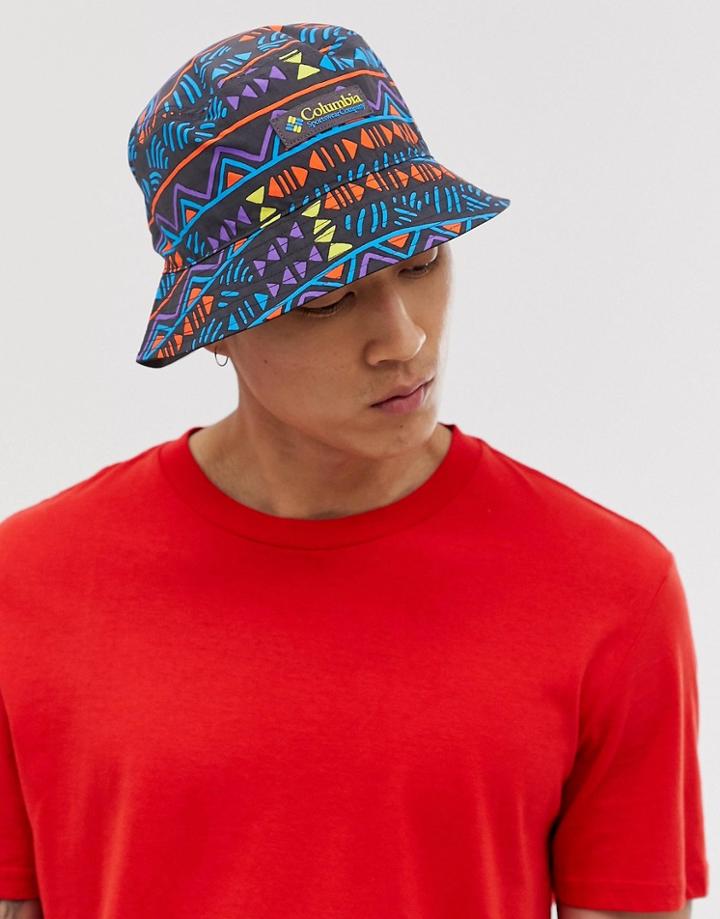 Columbia Roatan Drifter Reversible Bucket Hat In Shark Print-navy
