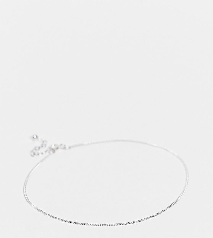 Asos Design Sterling Silver Anklet In 1mm Curb Chain