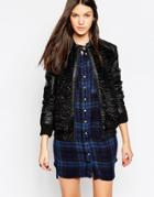 Pepe Jeans Blackbird Faux Leather And Pony Skin Jacket - 999