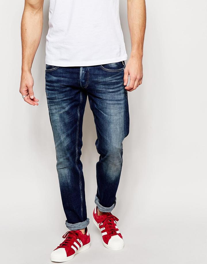 Replay Jeans Ronas Regular Slim Fit Stretch Dark Vintage Wash - Blue