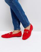 Office Furious Fringed Flat Suede Loafers - Red