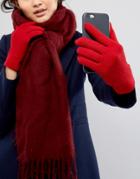 Vincent Pradier Lambswool Smartouch Gloves In Red - Red