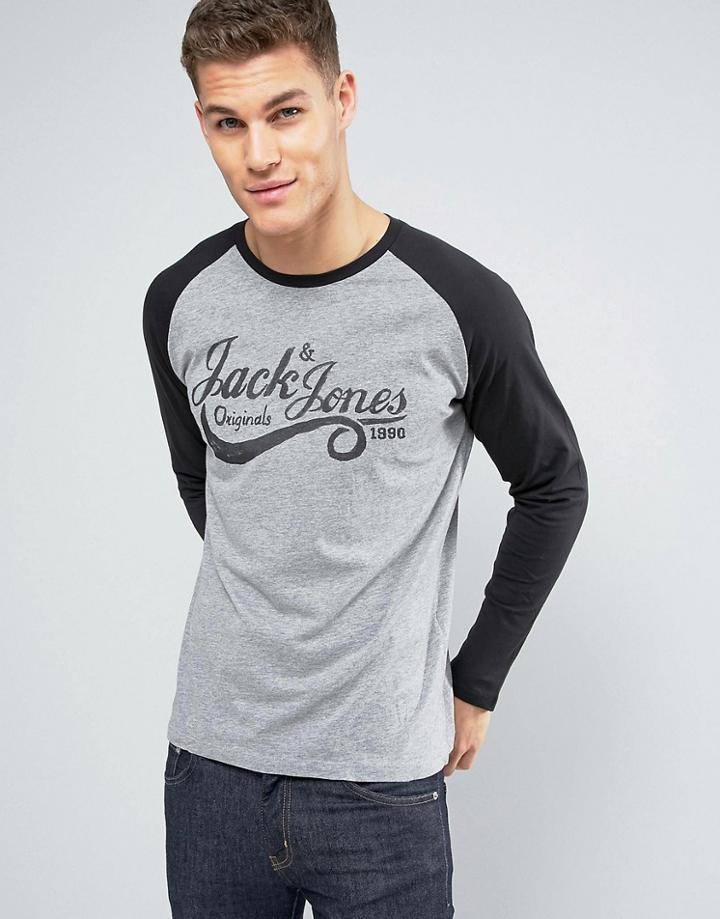 Jack & Jones Raglan Long Sleeve Top - Gray