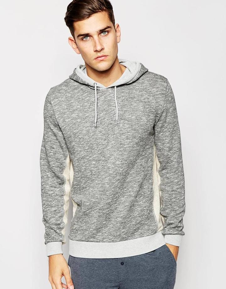 Asos Loungewear Hoodie With Contrast Panels - Gray