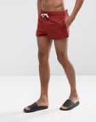 Asos Swim Shorts In Burgundy Super Short Length - Red