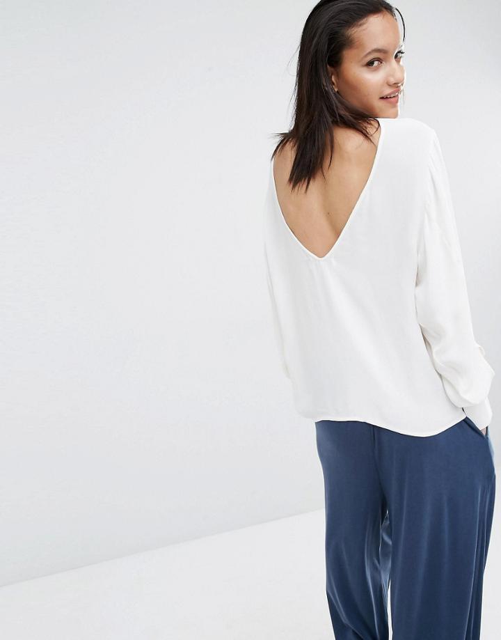 Just Female Essie Blouse With Deep Plunge Back - White