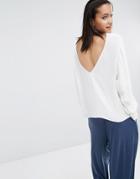 Just Female Essie Blouse With Deep Plunge Back - White