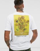 Asos Design Vincent Van Gogh Relaxed T-shirt With Placement And Text Print-white