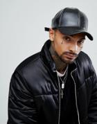 Asos Baseball Cap In Black Patent Finish - Black