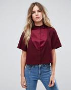 Asos Cropped Tux Blouse - Red