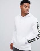 Asos Design Hoodie In White With Camo Text Print - White