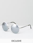 Monki Round Reflective Sunglasses - White