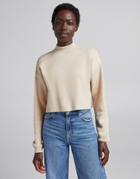 Bershka Crew Neck Crop Sweater In Beige-neutral