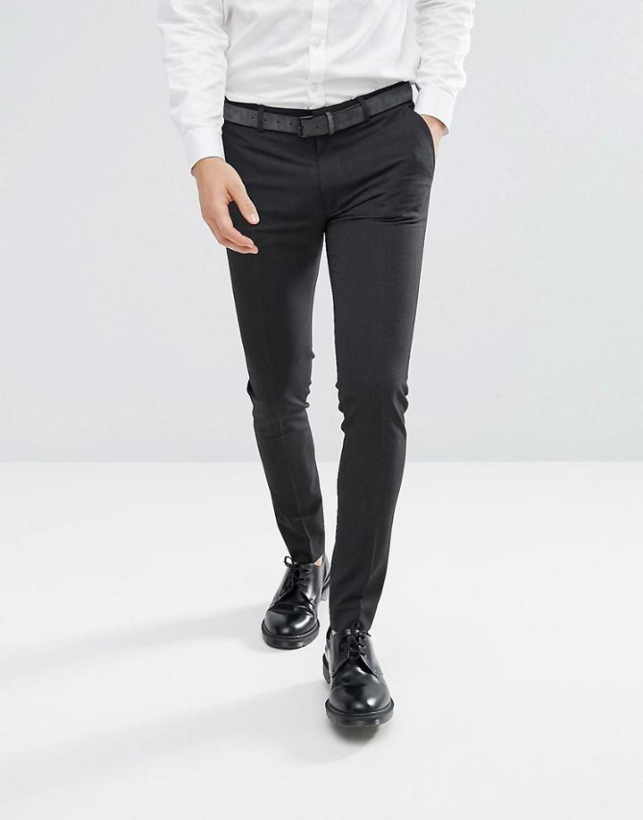 Asos Design Super Skinny Smart Pants In Charcoal-gray