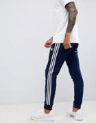 Adidas Originals 3-stripe Skinny Sweatpants With Cuffed Hem In Navy Dh5834