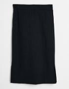 Na-kd Ribbed Jersey Midi Skirt With Side Slits In Black