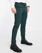Asos Design Super Skinny Tuxedo In Dark Green Suit Pants-red