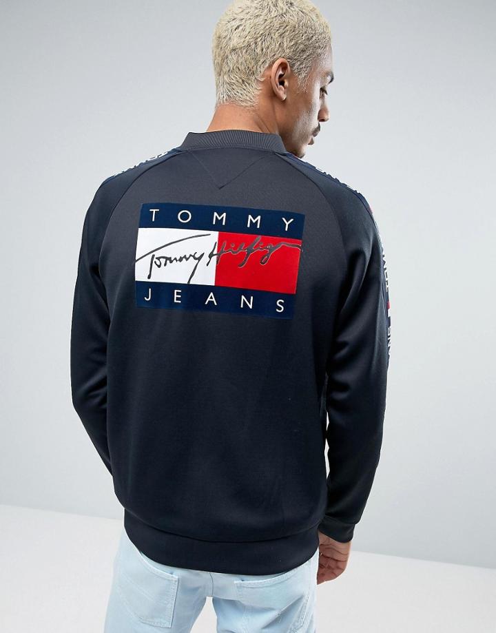 Tommy Jeans 90s Track Jacket M10 Back Print In Navy - Navy