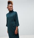Monki High Neck Knit Dress In Dark Green