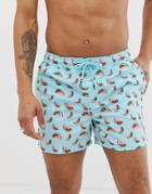 Jack & Jones Swim Shorts In Watermelon Print - Blue