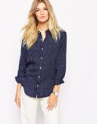 Bethnals Vic Grandad Casual Shirt With Round Collar In Ticking Stripe - Multi