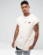 Ellesse Curved Hem T-shirt With Split Logo In Stone - Stone