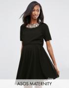 Asos Maternity Embellished Floral Cropped Top Dress - Black