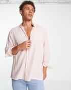 New Look Oversized Long Sleeve Linen-mix Shirt In Light Pink