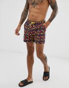 South Beach Recycled Swim Shorts In Fruit Salad Print-navy