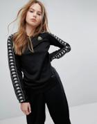 Kappa Oversized Long Sleeve T-shirt Sports Logo Tape - Black