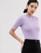 Collusion Short Sleeve T-shirt In Lilac - Purple