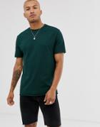 Asos Design Organic Heavyweight Relaxed Fit T-shirt With Crew Neck And Raw Edges In Green
