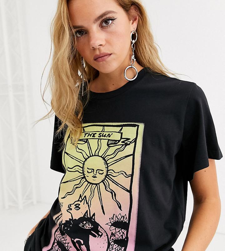 Noisy May Oversized Tee With Neon Tarot Print