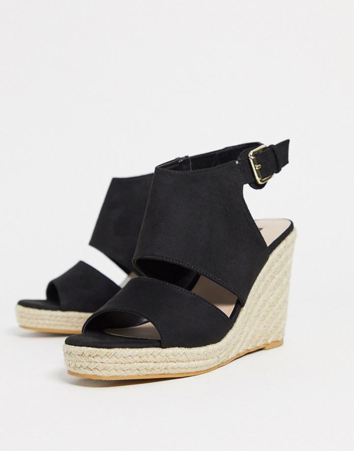 Miss Selfridge Lace Up Heeled Espadrilles In Black