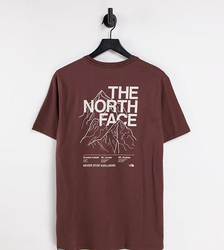The North Face Mountain Outline T-shirt In Burgundy Exclusive At Asos-purple