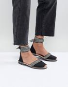 Solillas Black Leather Ankle Tie Menorcan Sandals - Black