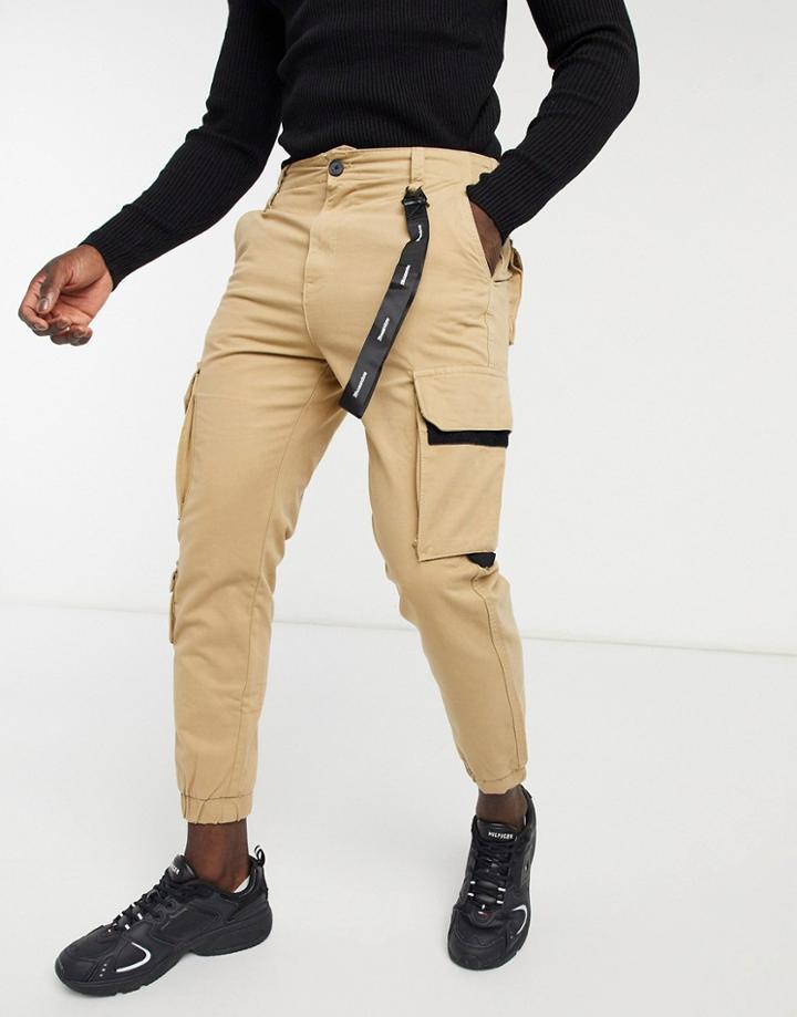 Bershka Cargo Pants In Camel-neutral