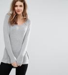 Asos Tall The New Forever T-shirt With Long Sleeves And Dip Back - Gray