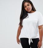 New Look Curve Tie Front Tee - White