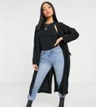 Asos Design Petite Soft Duster Jacket In Black