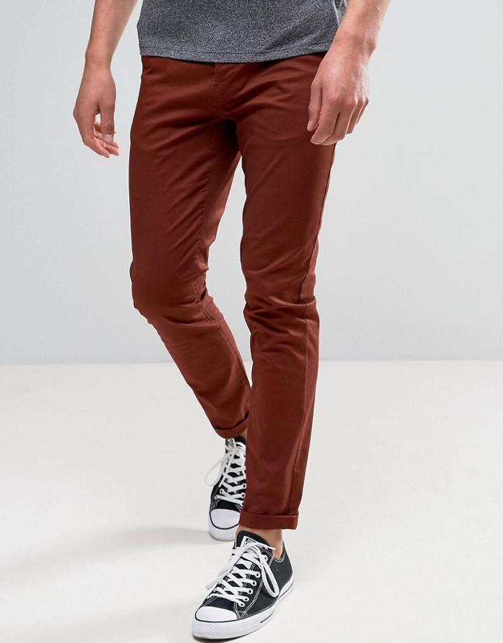Asos Skinny Chinos In Rust - Brown