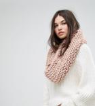 Willow And Paige Chunky Knit Infinity Scarf - Pink
