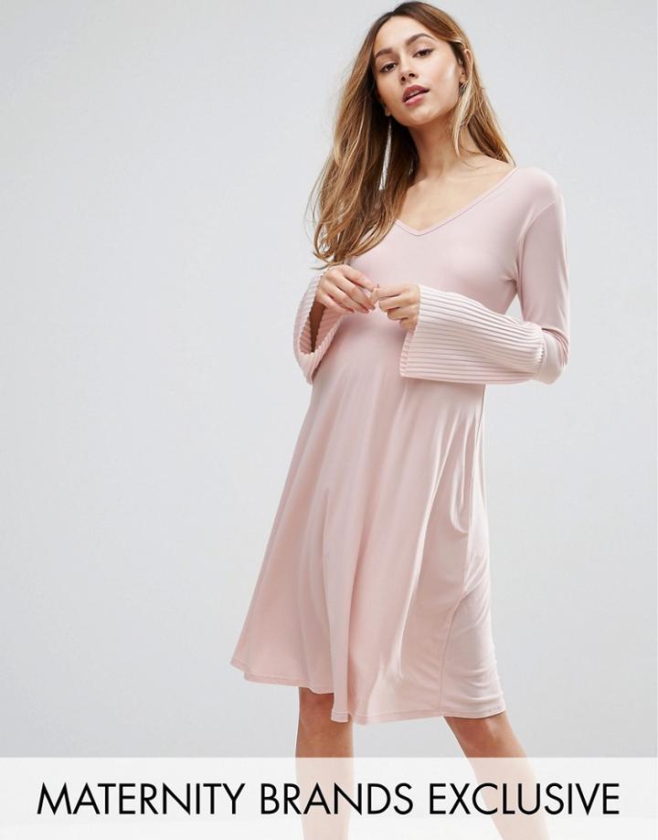 Bluebelle Maternity Fluted Sleeve Shift Dress - Pink