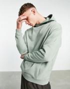Asos Design Organic Oversized Hoodie With Crossover Neck In Green - Part Of A Set