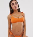 Free Society Exclusive Micro Crop Bikini Top In Orange - Orange
