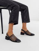 Asos Design Mae Western Flat Shoes In Leopard-multi