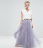 Little Mistress Petite Maxi Tulle Prom Skirt - Purple